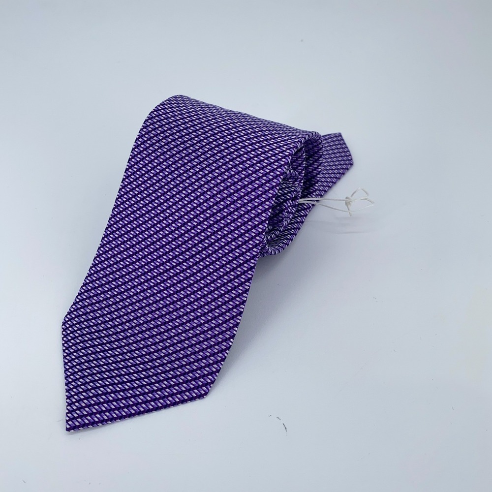 Eton Tie Mens One Size Purple Patterned Silk Classic Necktie England Made